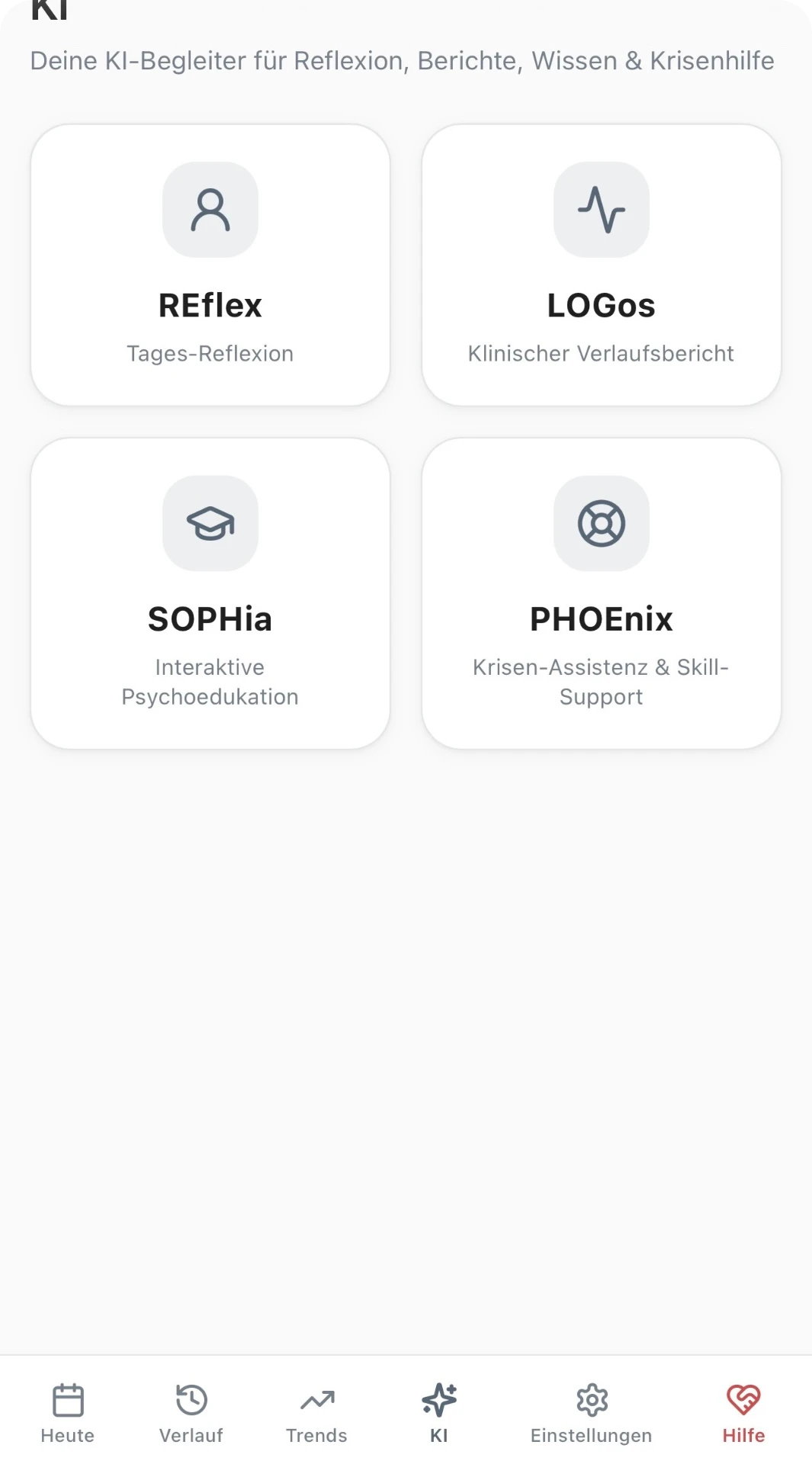 AI companions in the PHASE app: choose REflex, LOGos, SOPHia and PHOEnix
